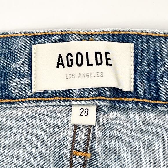 AGOLDE Parker High Rise Cutoff Denim Shorts Swapmeet Light Wash Size 28 - Picture 3 of 5